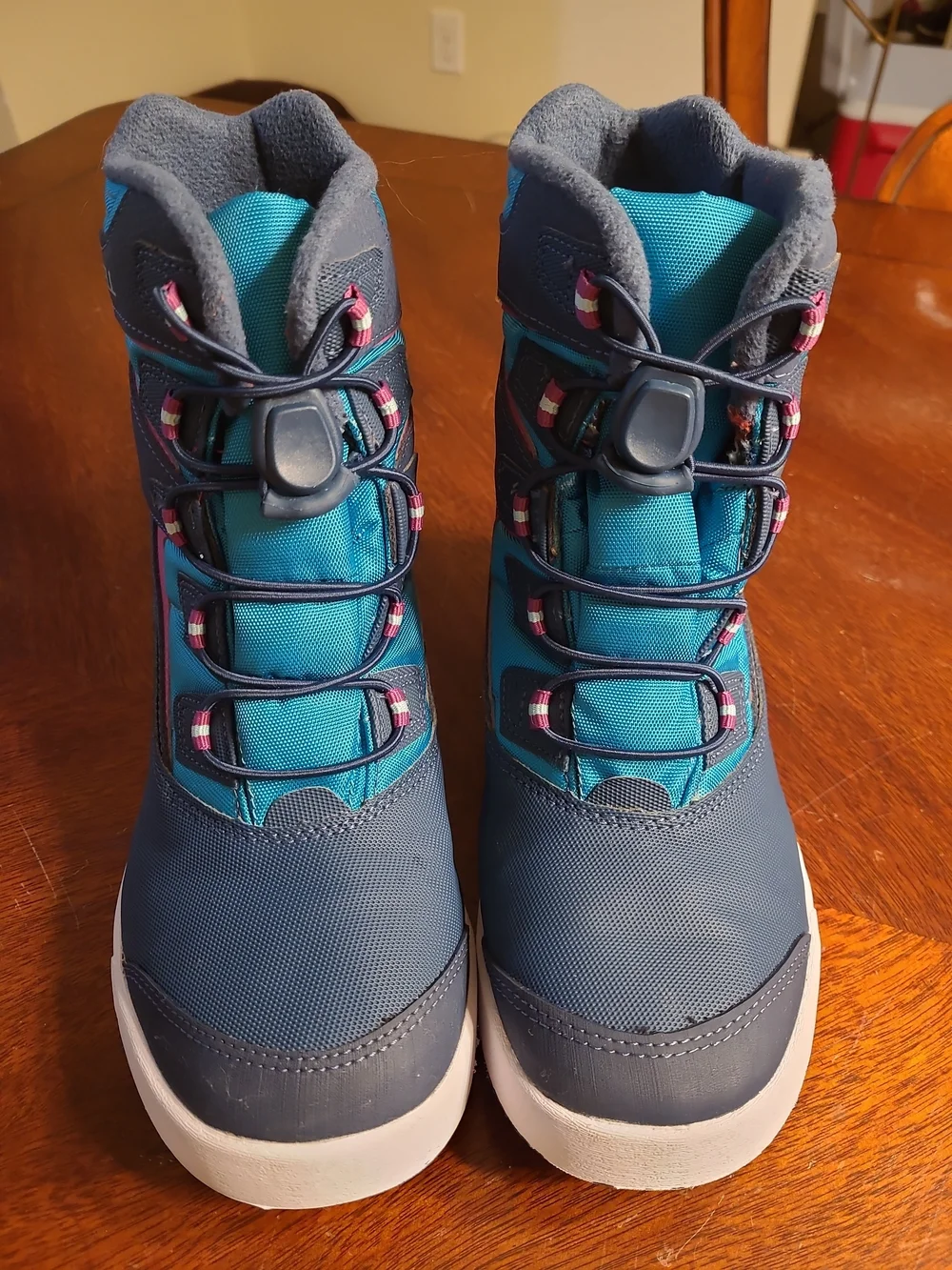 Merrell Kids Snow Bank 3.0 Navy, Teal & Pink Waterproof Winter Boots, Bungee